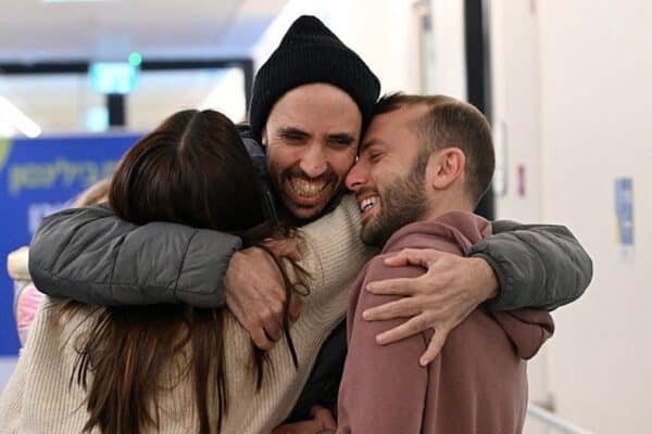 Photo: Tal Shham, a hostage that was held in Gaza from the deadly attack on October 7, 2023, reacts while gathering with his family, on February 22, 2025.